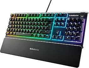 SteelSeries Apex 3 - RGB Gaming Keyboard - 10-Zone RGB Illumination - Premium Magnetic Wrist Rest - IP32 Water & Dust Resistant - English QWERTY Layout PC, Standard, Black