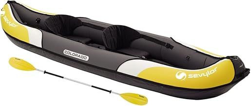 Sevylor Colorado Inflatable Canoe Kit, 2 Person Folding Kayak Including 1 Double Paddle, Foot Pump, 331 x 88 cm