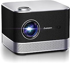 NetfIix Officially & DoIby Audio,AURZEN 4K Supported Smart Projector with Auto Focus & Keystone, +100% Lumens, HDR 10 60Hz WiFi Bluetooth Outdoor Projector for Smartphone/USB/HDMI/USB