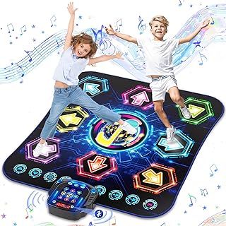 2025 Upgraded Dance Mat Toys for Kids Age 3-12, Electronic Dance Pad with Light-up 8-Button&Smiley LED Battery Box, Wireless Bluetooth Dance Mats with 27 Game Levels, Birthday Toy Gifts for Girls Boys