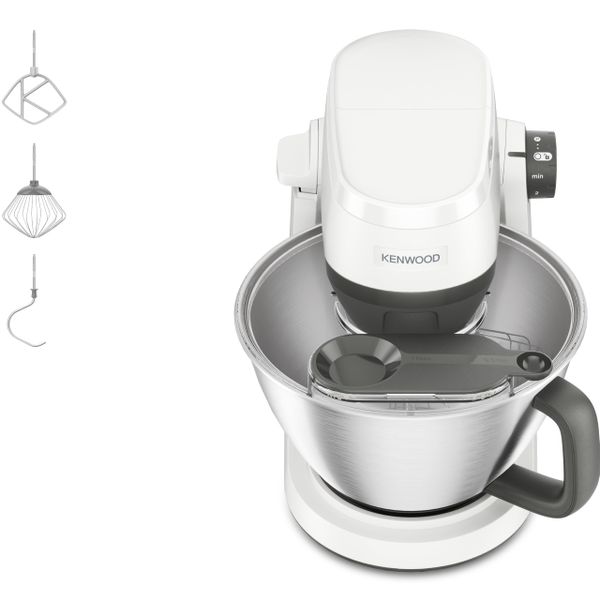 Kenwood KHC30 – Stand Mixer for Easy Baking and Kneading, Electronic Speed Control, Planetary Mixing, Stainless Steel Bowl, 3-Piece Tool Set, Splash Guard, Compact Design, White