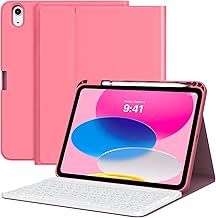 MoKo for iPad (A16) 11th Generation Case with Keyboard 11 inch 2025, iPad 10th Generation 10.9 inch Keyboard Case with Pencil Holder, Multi-Angle Detachable Bluetooth Keyboard, Pink