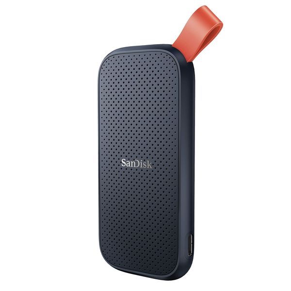 SANDISK Portable SSD 480GB (Up to 520MB/s read speed, External NVME SSD, Solid state drive, Rugged, Heavy Duty Rubber Hook) Black