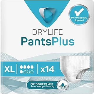 Drylife Pants Plus Disposable Pull-Up Unisex Incontinence Pants | Dry Feel Technology, Anti-Leak Security, Kind to Skin Soft Breathable Material - Extra Large (1 Pack of 14)