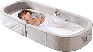 Portable Toddler Floor Bed - Waterproof Folding Travel Crib with Washable Fitted Sheet, Ideal Toddler Cots for Sleeping and Sleepovers, Gray