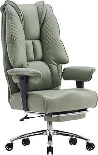 Ergonomic Office Chair – High Back PU Leather Executive Desk Chair with Adjustable Armrests, Swivel Computer Chair for Home Office, Heavy Duty Support up to 400 lbs (LIGHT GREEN)
