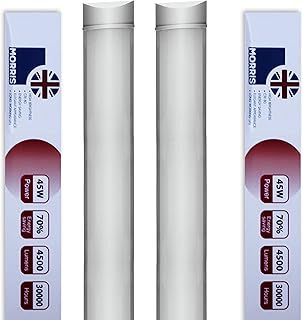 45w LED Batten Lights 5ft, 150cm, 6000k Daylight, IP20 LED Fluorescent Strip Light Fitting for Ceiling of Home & Office, Workshop & Garage Lighting, Pack of 2