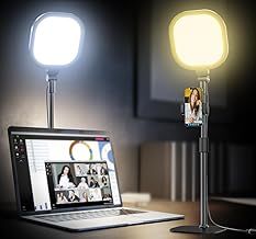 Desktop Video Conference Lights for Zoom Meetings,Computer Desk Ring Light with Stand Phone Holder,Dimmable Desk Lamp for Home Office,Video Lighting For Filming,Recording,Video Calls,Webcam
