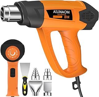 2000W Heat Gun, AIUNAOM Professional Hot Air Gun with 9-Level Temp Settings 50°C - 650°C and 5 Accessories, Fast Heating & Overload Protection, for Paint Stripping Crafts Heat Shrink