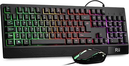 Rii Gaming Keyboard and Mouse,RGB Light Up Keyboard and Mouse Set for PS4,Xbox for Gaming,Working-UK Layout