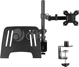 Dihl Monitor Arm with Laptop Tray, Desk Mount Clamp Stand with Notebook Tray, 13 to 27" Fully Adjustable VESA Mount for 8KG Monitor Screen and up to 4KG Notebook