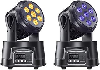 Areyourshop 2-Pack Moving Head Disco Lights - LED RGBW 70W DJ Stage Lights with Voice Control, Support DMX512, Sound-Activated for Clubs, Banquets & Parties