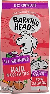 Barking Heads Dry Dog Food - Hair Necessities 12kg - 100% Natural Salmon - Good for Healthy Skin & Coat