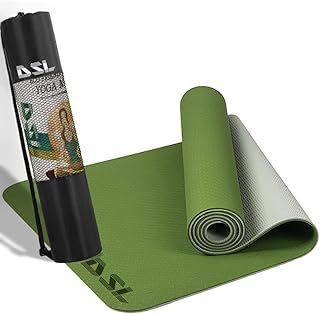 DSL Premium TPE Pilates Yoga Mat - 183x61x0.6cm - Eco Friendly Non-Slip Thick Gym Exercise Mat for Home - Women & Men