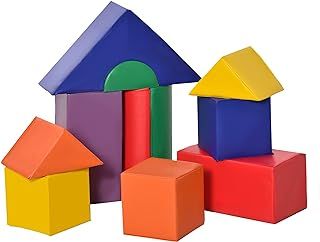 HOMCOM 11-Piece Soft Play Equipment for Toddlers, Soft Play Set Kids, Foam Blocks, Toys for Climb and Crawl, Indoor Activity Play Set Playground, for 1-3 Years, Multicoloured