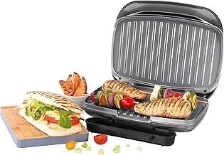 Salter EK4366 Cosmos Electric Health Grill - Non-Stick Griddle Plate & Panini Press, Large Sandwich Toaster, Drip Tray, Automatic Temperature Control, Compact, Indoor Cooking With Little To No Oil