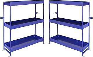 Van Racking Shelves Storage Metal Tool Organisation Racks x2 Duo Blue Workshop Garage Steel | 116 x 101 x 36cm