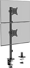 VonHaus Vertical Double Monitor Stand for 13-32" Screens, Twin Monitor Mount with Clamp, Height Adjustable, Easy Assemble Stand with Full Tilt, Rotation & Swivel Arms, VESA: 75x75 & 100x100mm
