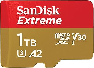 SanDisk 1TB Extreme microSDXC card +SD adapter, microSD card for smartphones, action cameras, drones, V30, up to 190 MB/s, SanDisk QuickFlow Technology, RescuePro Deluxe, UHS-I, 4k, V30, A2, C10, U3