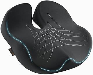 Seat Cushion for Tailbone Pain Relief, Office Chair Cushion, Extra Large Ergonomic Memory Foam Seat Cushion for Home, Car, Pressure Relief Pad for Hip, Coccyx, All Day Comfort - Black