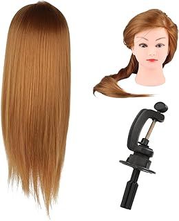24"-30" Salon Hairdressing Training Head Human Hair Mannequin Head Cosmetology Doll Training Model + Clamp Yellow 24"