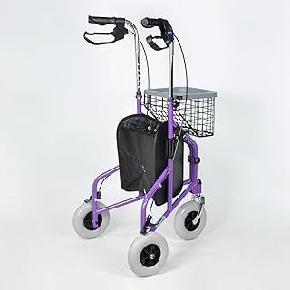 MobiWalk® 3-Wheeled Tri Walker Rollator | Walking Frame for The Elderly and Handicapped Users | Three Wheel Folding Mobility Walker | Mobility Aids for The Home | Carry-on Bag and Lockable Brakes