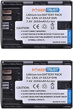 PowerTrust 2-Pack 2650mAh LP-E6 LP-E6N Battery Compatible with Canon EOS R5,R6,R7,80D, 70D, 60D, 7D Mark II, 7D, 6D MarkII, EOS 6D, EOS 5DS R, 5D Mark II, 5D Mark III, 5D Mark IV