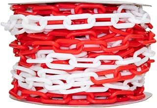 25 Meter Plastic Chain Safety Barrier Red and White with 8MM Thickness | Plastic Chain Link Roll for Crowd Control | Safety Link for Road Safety Caution Sign Warehouse Parking Chain (1)
