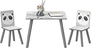 Kids Table and Chair Set, Toddler Table with 2 Chairs, Three Piece Toddler Activity Furniture Set for Bedroom, Nursery, Playroom, Grey