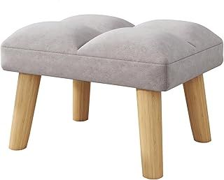 YMYNY Footstool Under Desk, Small Ottoman Stool Chair with Wooden Legs, Modern Padded Sofa Seat Foot Rest Stool, Velvet Foot Stool, Sofa Footrest for Living Room Entryway 40×30×27CM Grey HBD032G