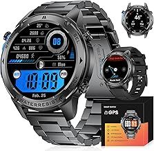 LIGE Smart Watch for Men GPS with 5ATM Waterproof, 500mAh Large Battery Military Smartwatch with Compass/Barometer/Altitude, 1,43" AMOLED Mens Fitness Watch Bluetooth Call for Android iOS, Black