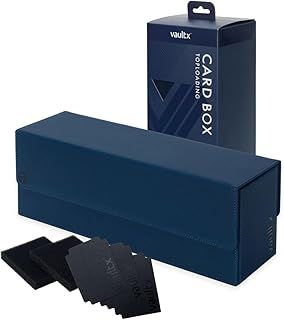 Vault X Trading Card Storage Box, Premium Exo-Tec Material, Detachable Magnetic Lid, Dividers & Foam Fillers, Organise Deck Boxes, Toploaders, Sleeved Cards, for Collectible Games, Sports, TCG (Blue)