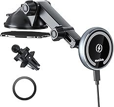 MAGJIEYX for MagSafe Car Mount Charger, Magnetic Wireless Fast Charging for iPhone15,14, 13, 12 Pro Max,Plus,Mini,3-in-1 Vent/Dash/Windshield Auto-Alignment Phone Holder（No 36W QC3.0 Adapter）