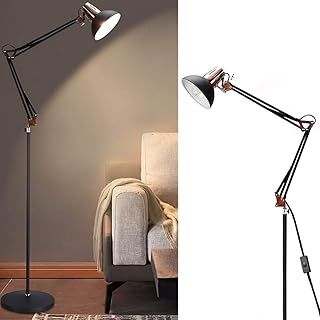Depuley Modern Grey-Black Copper Reading Floor Lamp, Adjustable LED Standing Floor lamp, E27 Bulb Base, LED Floor Light for Bedroom, Living Room, Library,Office Standard Lamp (Bulb Not Include)