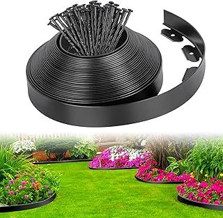 LATERN Flexible Lawn Edging Border, 5M x 5CM Plastic Garden Edging No Dig Grass Lawn Edging Fence with 15Pcs Strong Securing Pegs for Garden Border, Flower Bed, Yard Pathway and DIY Landscaping