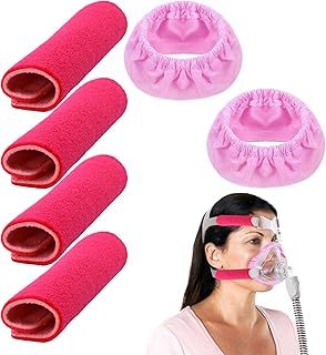 CPAP Mask Liners,6PCS Sleep Apnea Mask Liners with CPAP Anti-Indentation Pads Kit,CPAP Strap Covers,Sleep Apnea Mask Liners for CPAP,Suitable for Full-Face Cpap Masks Universal Size - Pink