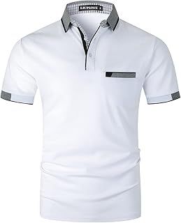 LIUPMWE Men's Short Sleeve Polo Shirts with Pocket Contrasting Colors Golf T-Shirt Tops