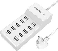 10 Port USB Charger Station, 40W Multi-Port Fast Charging Hub Compatible With iPhone 12-16, Samsung S22-S24, Z Fold/Flip, iPad, Xiaomi, Oppo, OnePlus