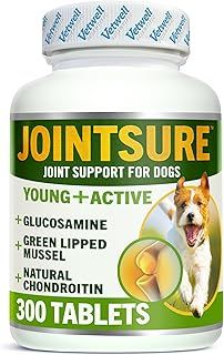JOINTSURE YOUNG & ACTIVE Joint Supplements for Dogs and Puppies - Pack of 300 Tablets - Supports Mobility and Prevents Joint Stiffness - High Levels of Glucosamine & Green Lipped Mussel