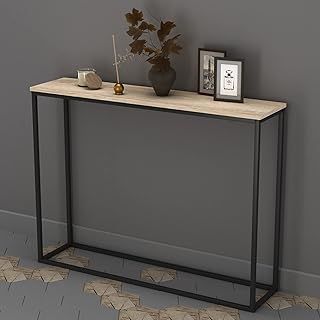 URBNLIVING Wooden Hallway Console Table with Metal Legs (Antique Oak)