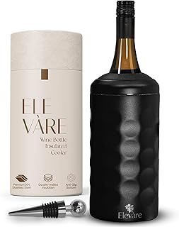 Elevàre Wine Cooler with Stopper | Up to 6-Hours Chill | Double-Walled Stainless Steel | Premium Gift-Ready Cooler for Wine & Champagne Lovers