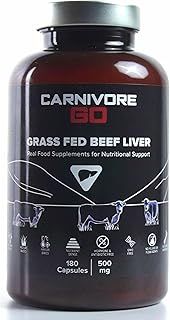 100% Grass Fed Beef Liver Capsules - for Energy, Immunity, Focus, Detoxification & Skin Health - 180, 500mg Desiccated Beef Liver Supplements - UK Made - No GMO, Hormones, Antibiotics