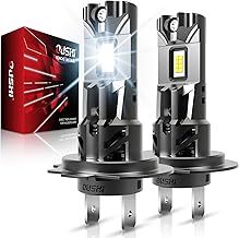 H7 LED Headlight Bulb, OUSHI 500% Brighter 6000K Xenon White 20000LM H7 Headlight Bulb Conversion Kit Wireless Plug and Play No Adapter Required 1:1 Mini Size, 2pcs