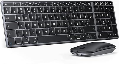 seenda Wireless Bluetooth Keyboard and Mouse for Mac, Multi-Device Rechargeable Slim Keyboard and Mouse Stainless Steel Full Size, Compatible with MacBook Pro/Air, iPad, iMac - Space Gray
