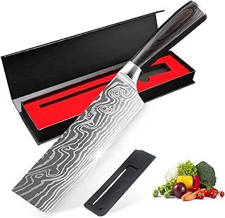 7" Kitchen Knives Japanese Nakiri Knife Universal Chef's Knife Fruit & Vegetable Knife Stainless Steel Blade - Ultra Sharp,Gift Box Perfect for Home and Restaurant Pro Chef