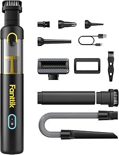 Fanttik Slim V8 Apex Portable Mini Vacuum, 19000PA High Power, 4 in 1 Car & Home Cleaning, 2.5H Type-C Fast Charge, Up to 40 Mins Runtime, Black