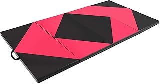 Dripex Folding Gymnastics Exercise Mat - 6FT/8FT Home Gym Mats with Carry Strap 5cm(2’’) Thick Foam Nonslip Soft PU Leather for Yoga/Tumbling/Camping/Pilates/Martial Arts Training/Floor Workout