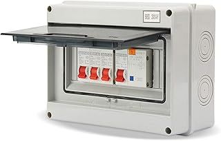 Consumer Unit 3 Way, Garage Consumer Unit, IP65 Plastic Leakage Circuit Breaker, Garage Caravan Consumer Unit Box Consumer Unit 63A 30mA RCD 3MCB 6A+16A+32A