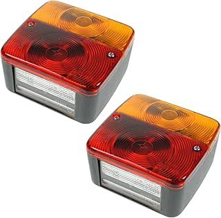 2x 4 Function Rear square Lamp with BULBS Trailer Board Light Caravan