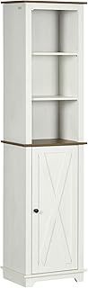 kleankin Tall Bathroom Floor Cabinet, Free Standing Storage Cupboard with Door and Adjustable Shelves for Kitchen, Living Room, White